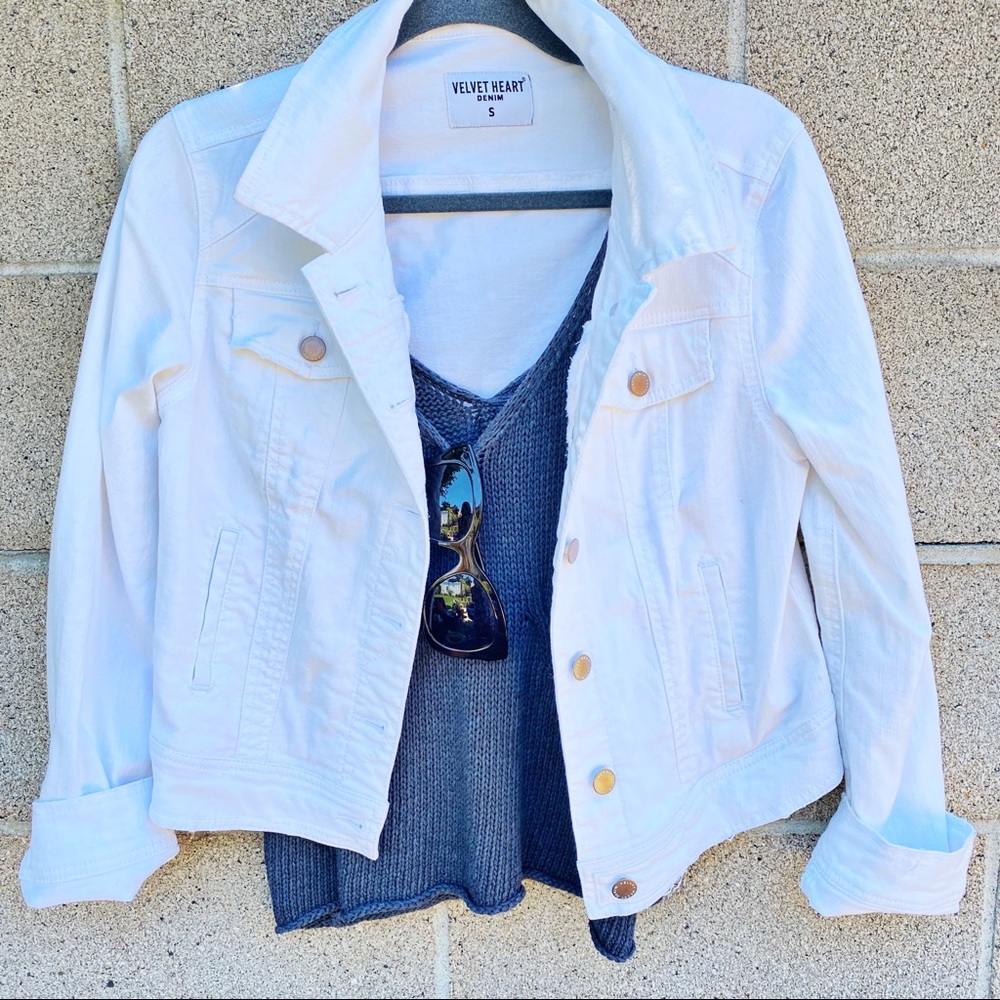 Velvet Heart White Denim Jacket